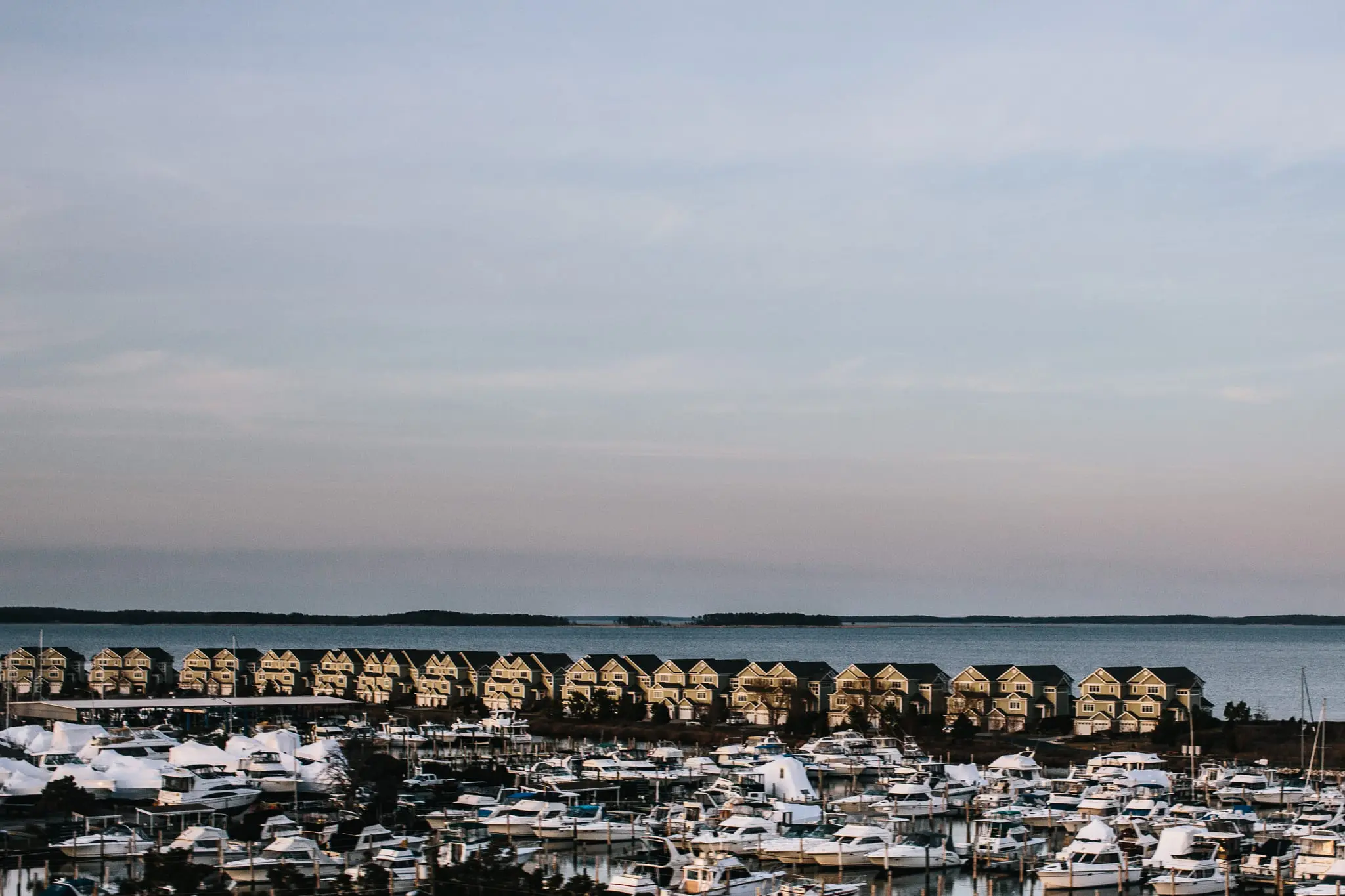 A row of homes surrounded by water on Kent Island.