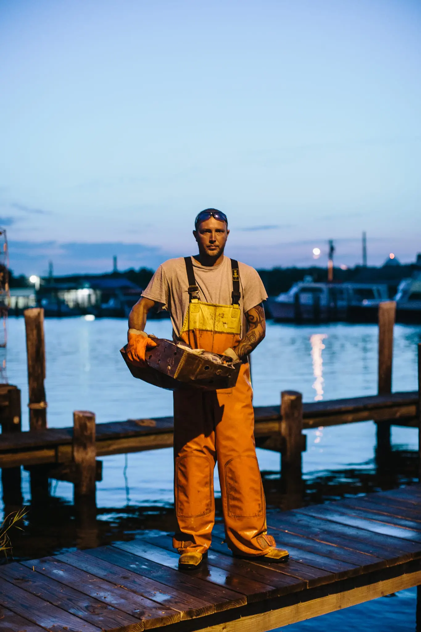Justin Hoffman, waterman, headed out to catch blue crab.