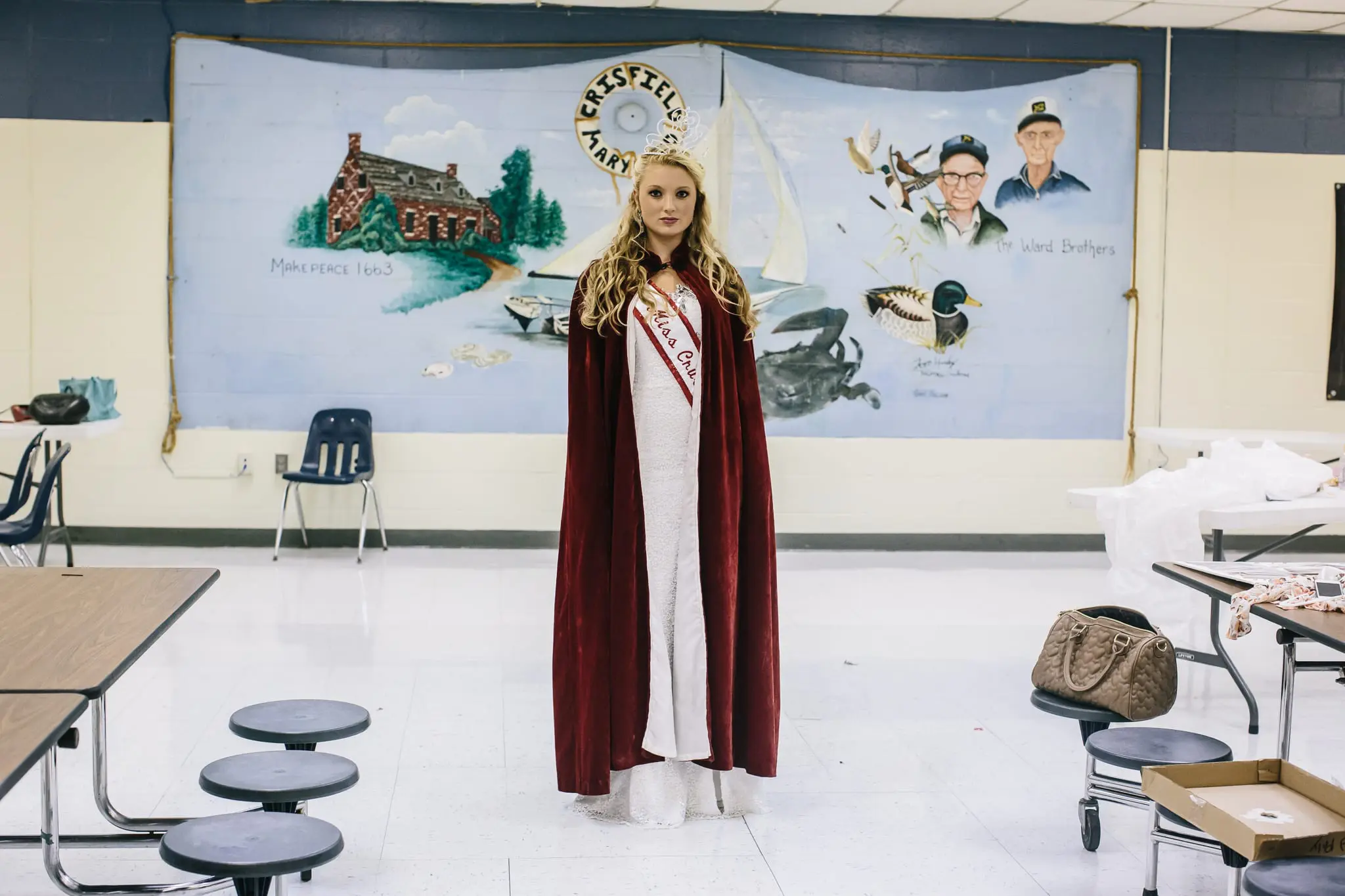 Casey Milbourne, Miss Crustacean 2013, at Crisfield High School.