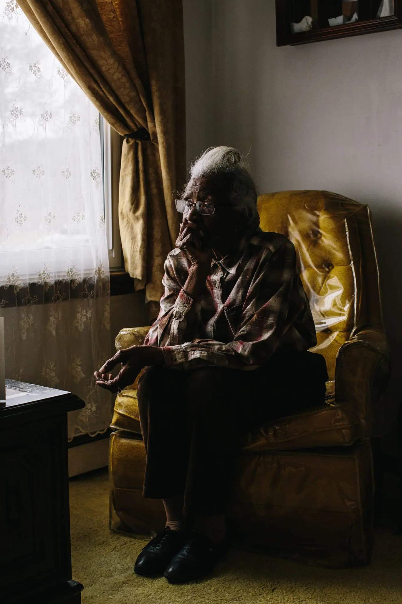 Doris Cornish sits in her house that's she's shared with her husband Luther since 1966.