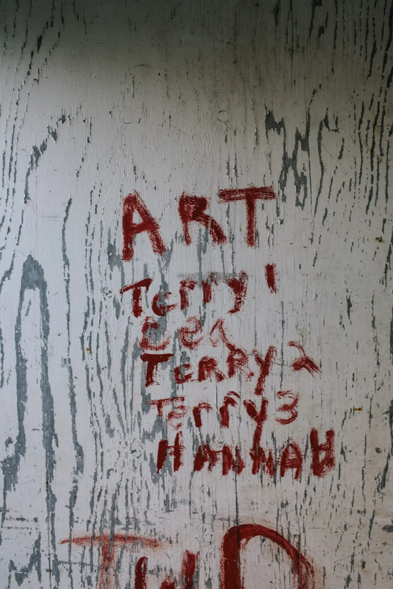 Art Daniels has his name and his sons' and grandsons' names painted on his crab house.