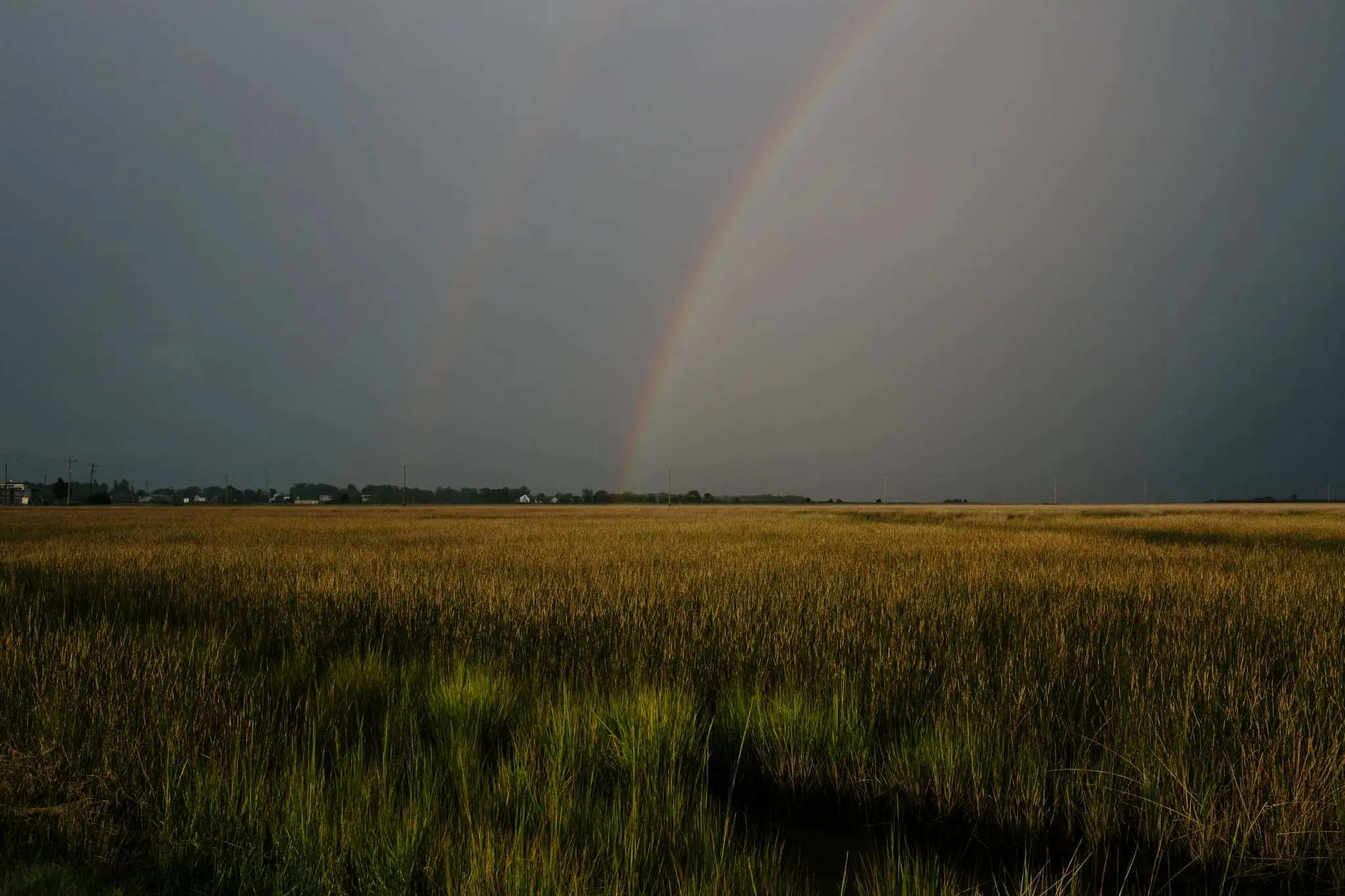 A rainbow appears after a storm over Smith Island.