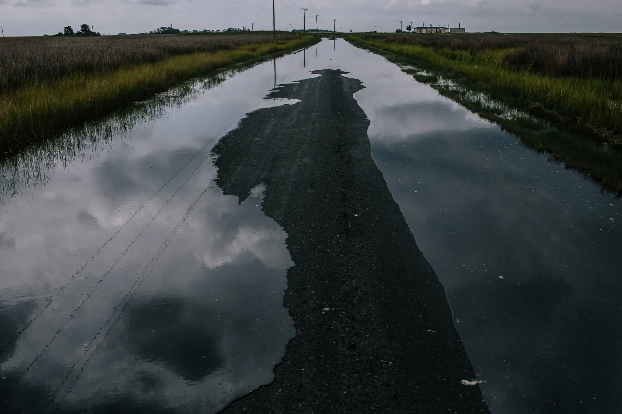 Smith Island Road begins to flood during high tide.
