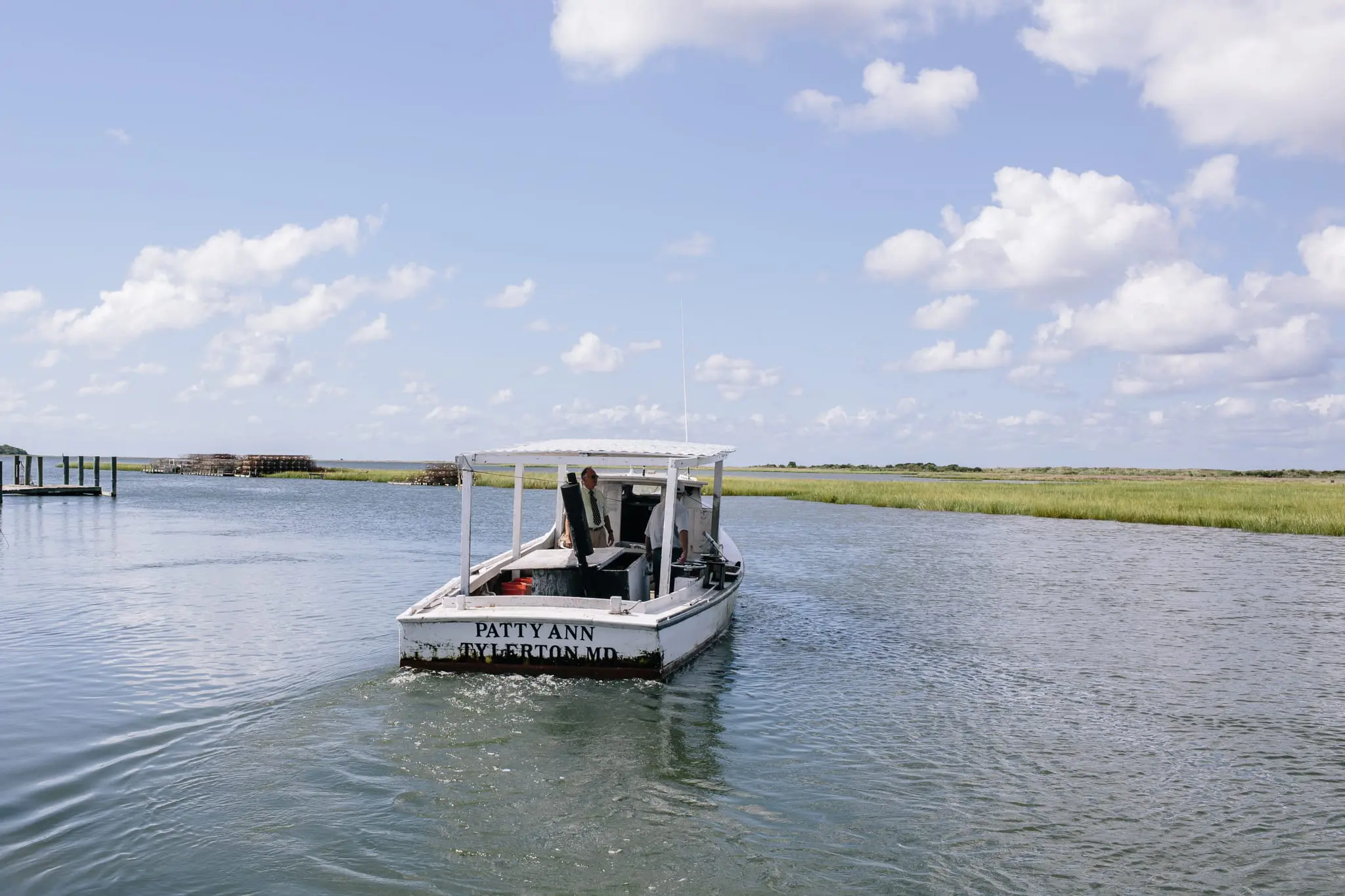 Pastor Rick Edmunds takes a boat for his third sermon.