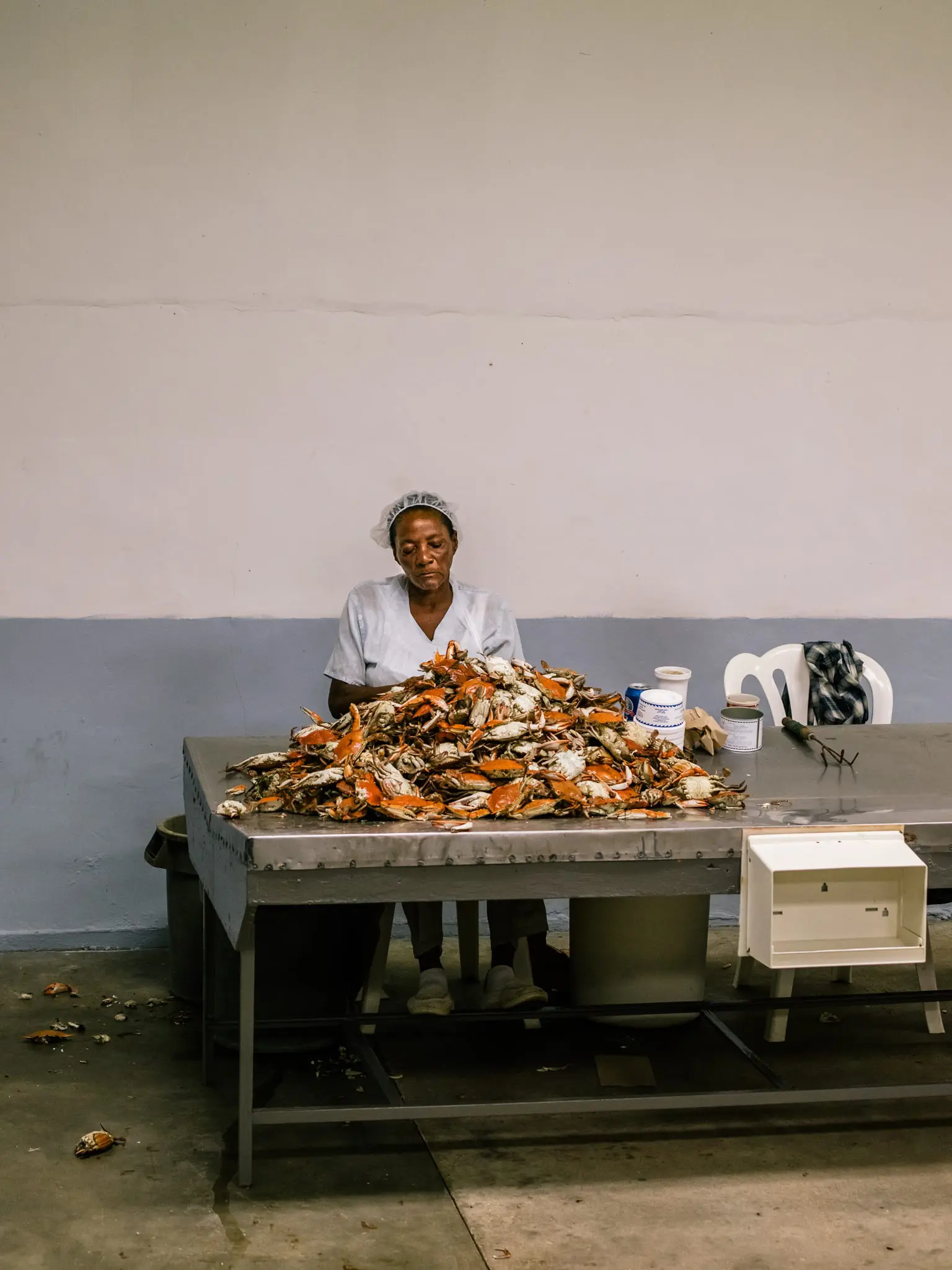 A crab picker at MeTompkins Seafood in Crisfield.